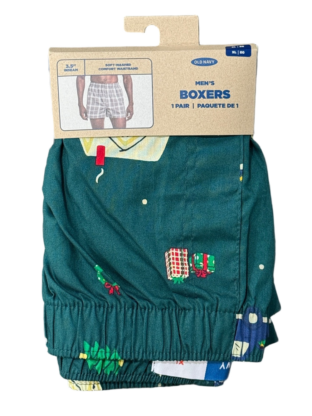 Mens Christmas Wreaths & Presents Boxer Shorts - Size XL - Old Navy - NWT